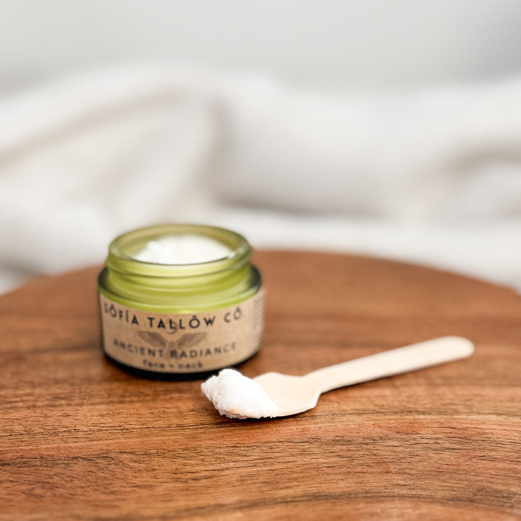 Texture of whipped grass-fed tallow face moisturizer