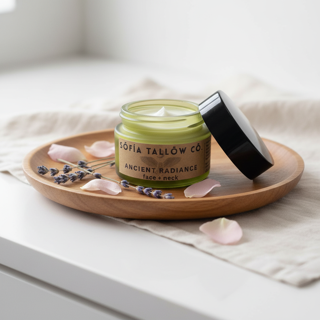 Ancient Radiance face and neck grass-fed tallow moisturizer by Sofia Tallow Co