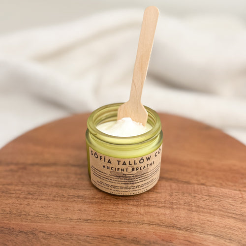 Texture of soothing aromatherapy tallow balm