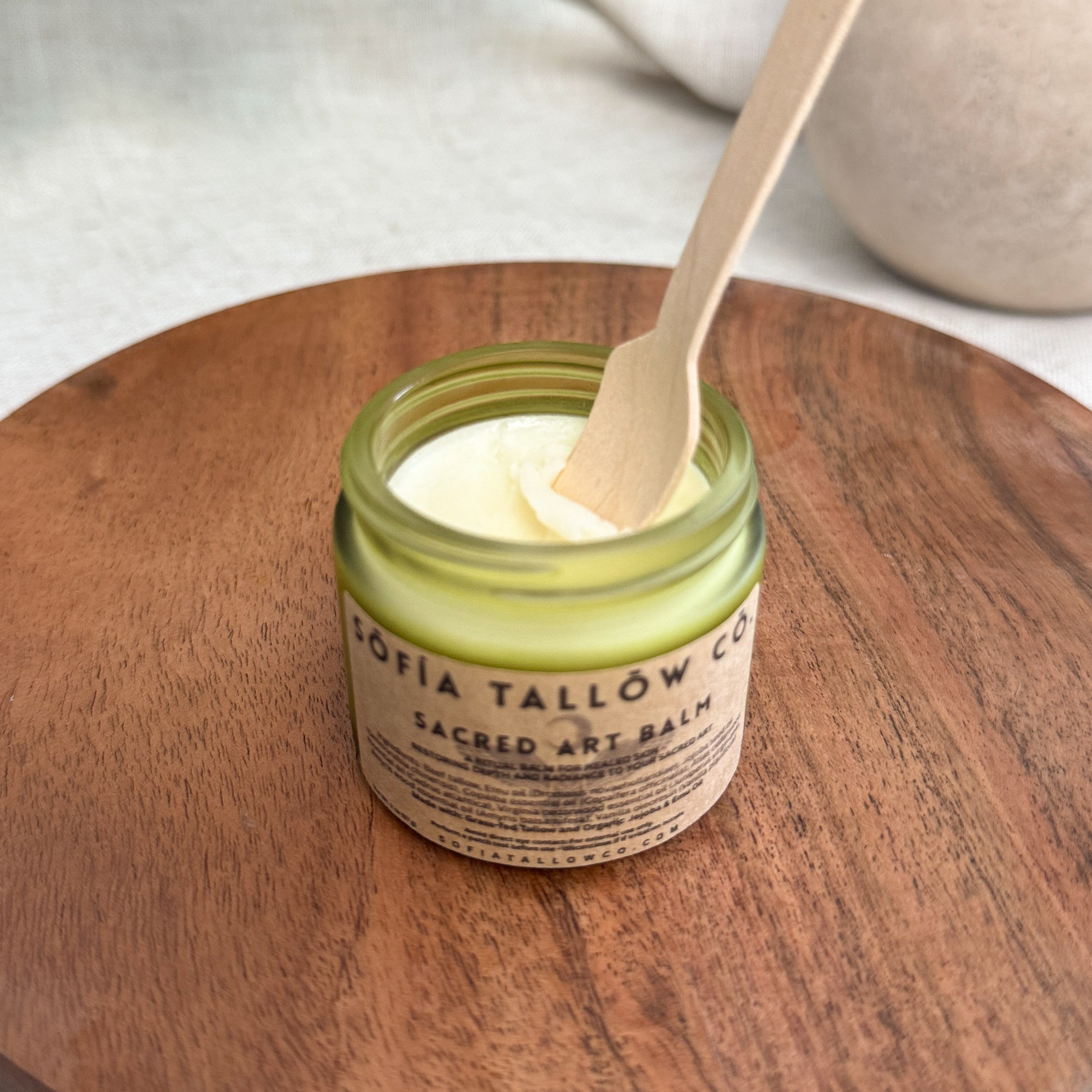 Texture of nourishing tattoo aftercare tallow balm